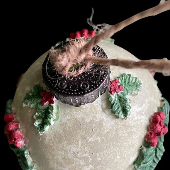 Handmade Acrylic and Clay Christmas Holly Ornament One of a Kind - Picture 8 of 9